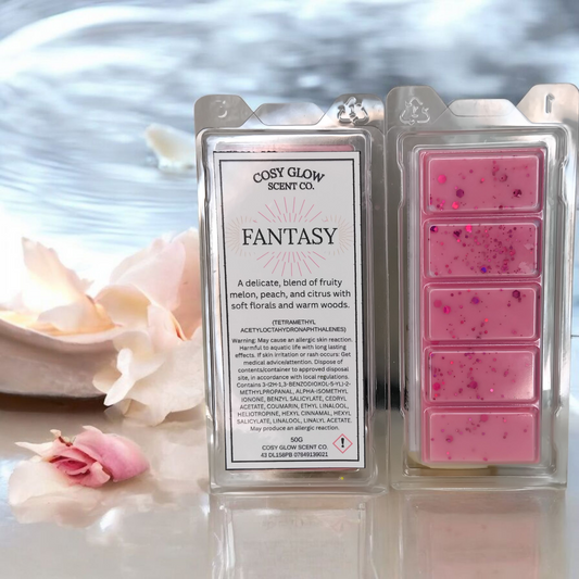 Fantasy Wax Melt | Peach, Vanilla & Amber Soy Wax Snap Bar | CosyGlow Scent Co.