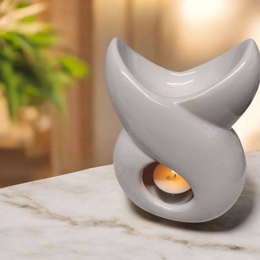 White Ceramic Criss-Cross Top Wax Burner